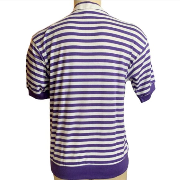 VTG Koret Francisca Purple & White Striped Short Sleeve Top Sz PS #39L - Picture 4 of 7
